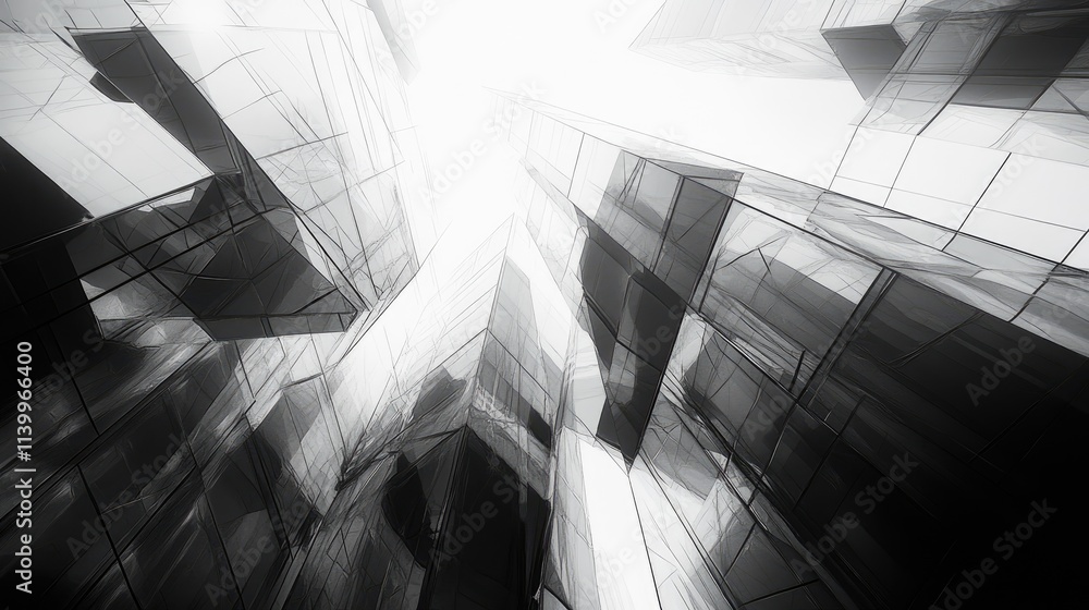Poster abstract monochromatic skyscraper architecture design