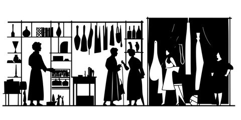 Actors preparing costumes and props for a Shakespearean production, Digital Art