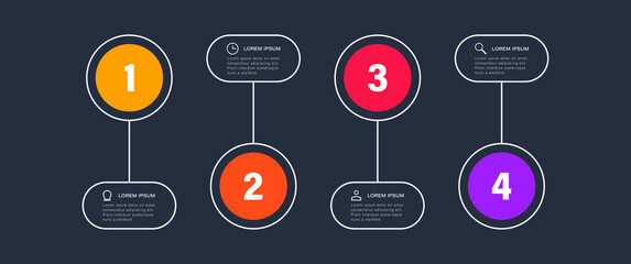 Vector template circle infographic. Business concept with 4 options and labels.