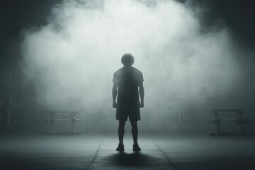 Dramatic Fitness Motivation in Gym with Fog