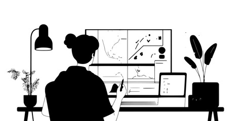 Person creating a family travel itinerary for a holiday trip, Digital Art