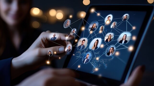 Business professionals engage in a teleconference, showcasing the power of global connectivity and AI technology in communication - Powered by Adobe