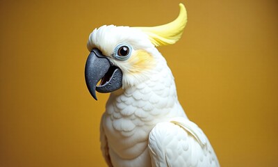 White cockatoo studio background stylish bird quirky portrait
