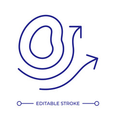 Air masses movement RGB color icon. Controlling atmospheric conditions. Aerology science research. Weather forecasting. Isolated vector illustration. Simple filled line drawing. Editable stroke