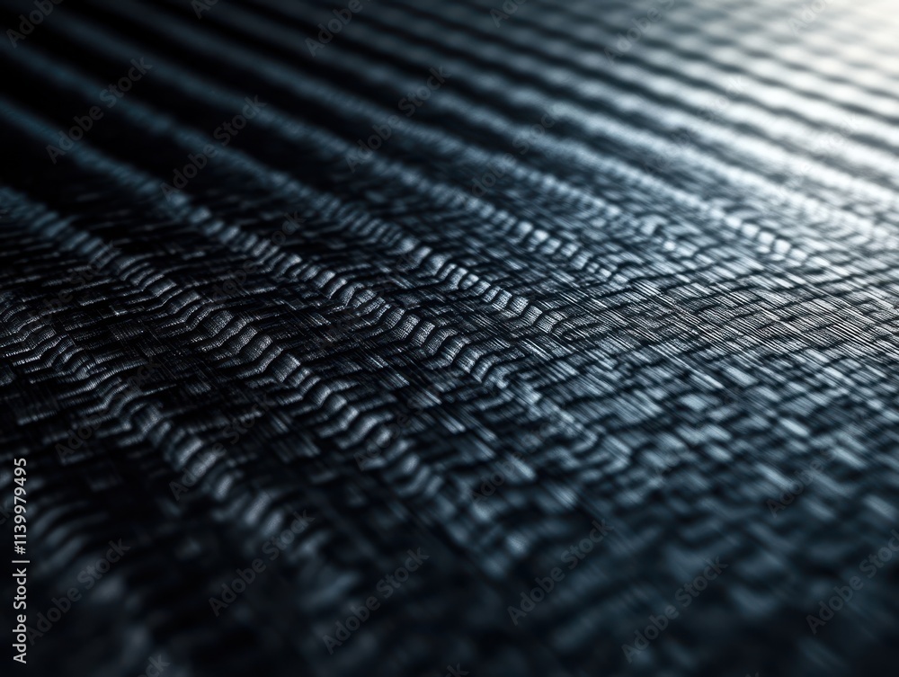 Poster a close-up view of textured black material with a woven pattern.