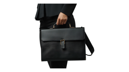 Elegant professional carrying a sleek black briefcase at work