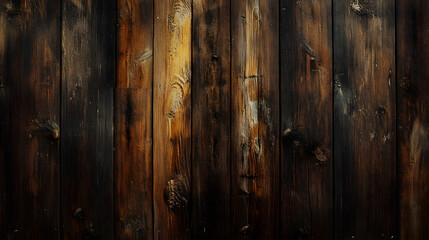 Obraz premium Rustic wooden surface with a dark brown, grungy texture