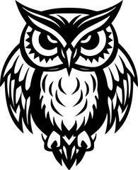 Obraz premium Owl | Black and White Vector illustration
