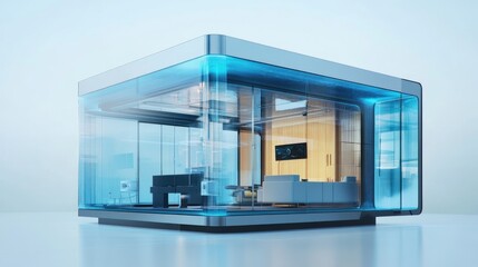 Futuristic Glass Cube Modern Living Space Design