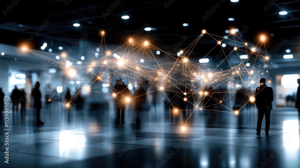 Aufkleber abstract representation of a technology-enhanced workspace with a dot pattern, showcasing a blurred 