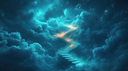 Fototapeta premium Celestial Stairway Ascending Through Enchanting Clouds