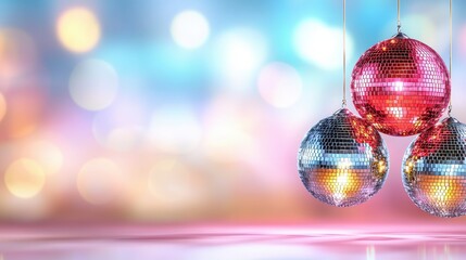 Fototapeta premium Glittering Disco Balls Party Background Festive Decor