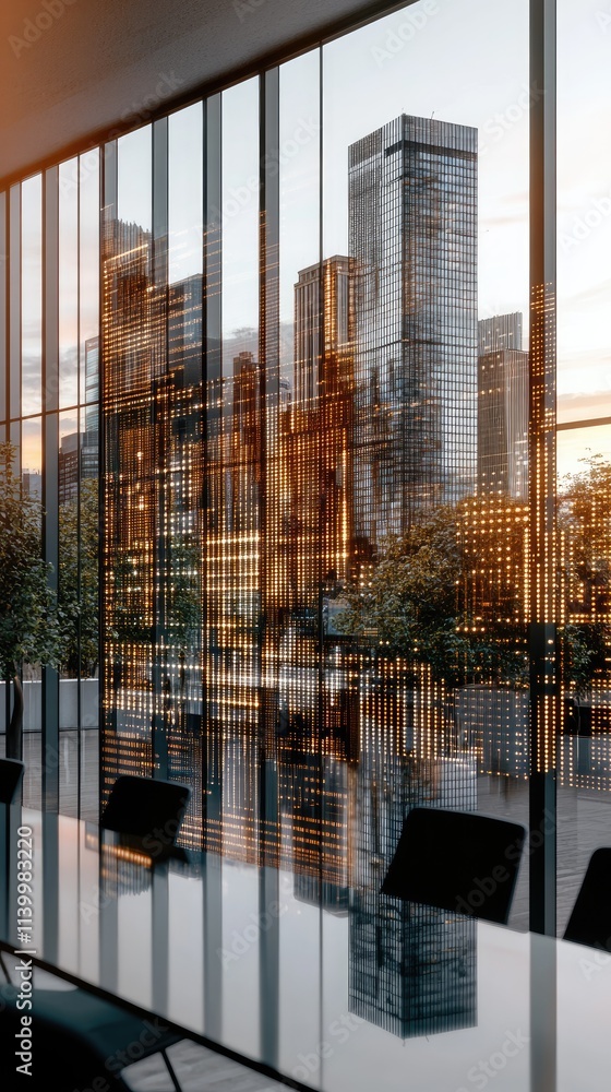 Aufkleber abstract representation of a technology-enhanced workspace with a dot pattern, showcasing a blurred 