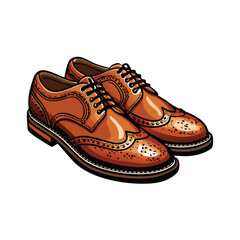 High-resolution image of classic men's leather Oxford shoes showcasing intricate brogue detailing, stitching, and polished finish.