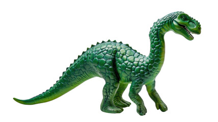 Green dinosaur figurine stands proudly on a vibrant orange background, capturing the essence of prehistoric imagination and adventure