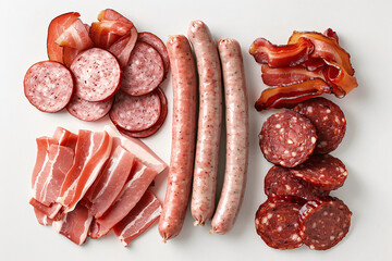 smoked sausage on a white background