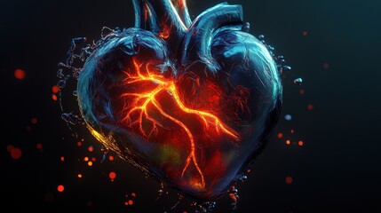 A heart with a black background