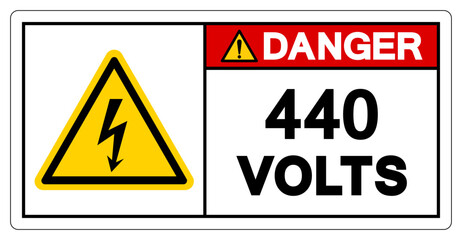 Danger 440 Volts Tag Symbol Sign,Vector Illustration, Isolate On White Background Label. EPS10