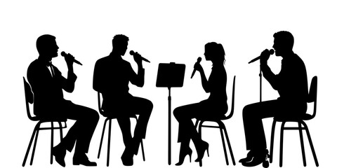 Vocalists warming up their voices in a shared practice room before the performance, Vectorized Art