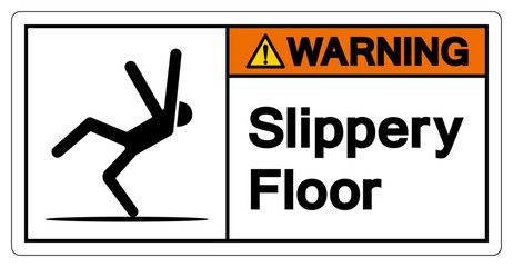 Warning Slippery Floor Symbol Sign,Vector Illustration, Isolate On White Background Label. EPS10