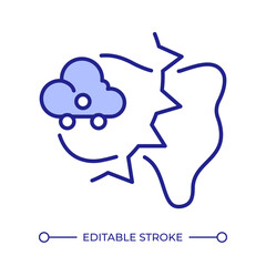 Cold front RGB color icon. Leading edge of cooler air mass. Atmospheric phenomena studying. Weather forecasting. Isolated vector illustration. Simple filled line drawing. Editable stroke