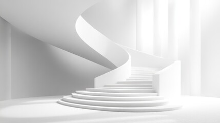 Obraz premium Elegant White Spiral Staircase Ascending in Modern Architecture
