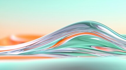 Abstract Mint Green Peach Orange Wave Background