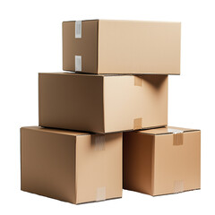 cardboard warehouse boxes stack isolated on white background package