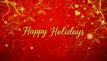 Luxury, magic and happy holidays background, golden sparkling glitter, gold stars and magical glow on festive red backdrop texture for Christmas, New Year and Valentines Day holiday designs isolated