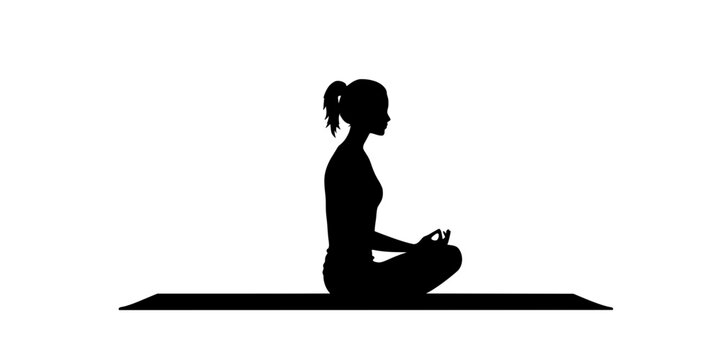 Person practicing bound angle pose, feet pressed together on mat, Illustration