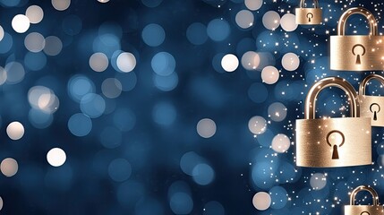 A digital padlock sits on top of envelopes, representing key security measures in a blurred office backdrop that emphasizes data protection