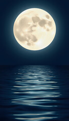 super moon over water isolated . Shades of white., png