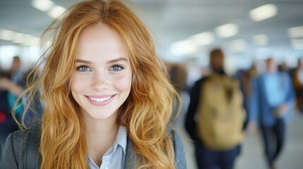 Obraz premium Happy Redhead Woman Smiling Business Portrait Corporate Confident