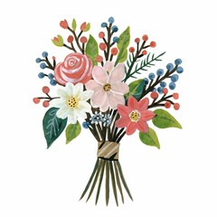 Illustration of colorful flower bouquet