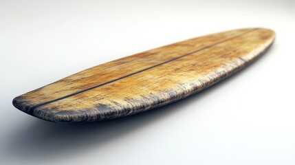 Obraz premium Vintage wooden surfboard, weathered, isolated.