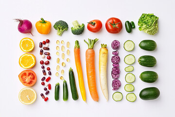 Colorful array of fresh vegetables and fruits