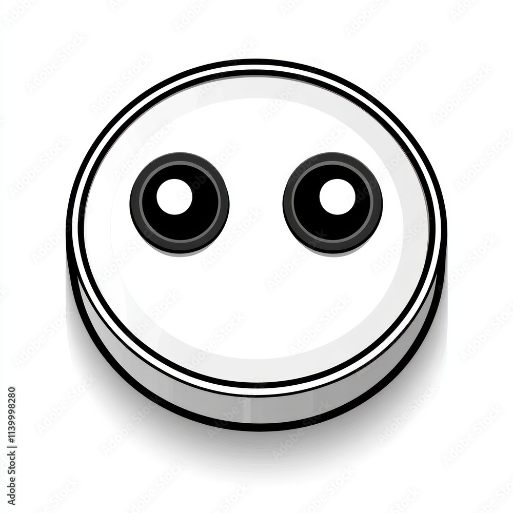 Poster simple round button with two black circles.
