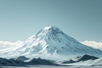 Majestic snow-capped mountain peak under a serene, clear sky.