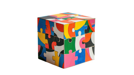 Colorful puzzle cube on a vibrant yellow background showcasing creativity and fun
