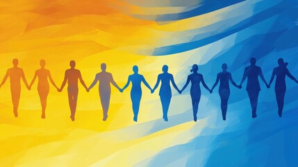 Silhouettes of People Holding Hands Walking Together