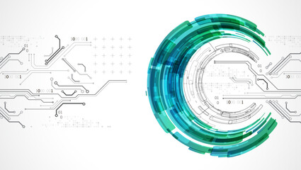 Abstract background. Scientific and technological concept with the use of technical elements formed in the shape of a circle. Vector