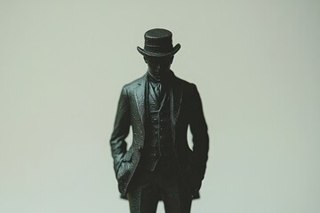 A shadowy figure in a top hat and suit, exuding mystery and elegance.