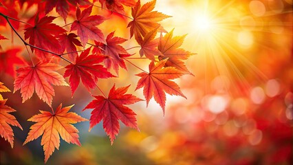 Fototapeta premium Autumn's masterpiece: stunning red maple foliage creates a perfect nature photography background.