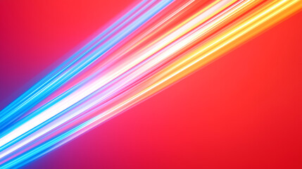 A vibrant abstract background featuring dynamic streaks of blue, pink, and orange light against a red backdrop, creating a sense of motion and energy.