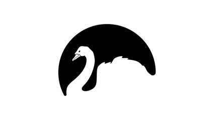 swan emblem, black isolated silhouette