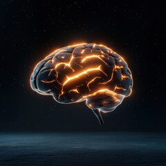 Abstract Glowing Neural Pathways Forming a Human Brain Digital Art Futuristic Environment Surreal Viewpoint Conceptual Visualization