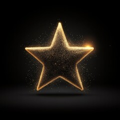 Glowing Star Symbol Creation Digital Art Studio Graphic Design Dark Environment Closeup View Sparkling Concept for Visual Impact