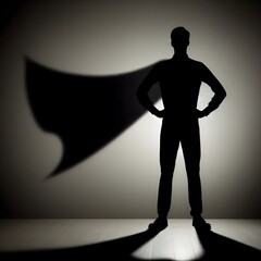 A silhouette of a person with a cape symbolizing strength and heroism