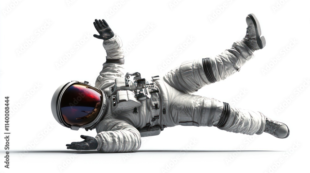Aufkleber An astronaut in a spacesuit appears to be falling or tumbling in a zero-gravity environment.