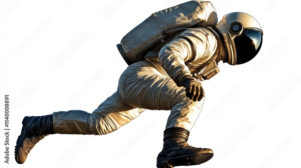 Aufkleber an astronaut in a spacesuit appears to be running, suggesting exploration or adventure.